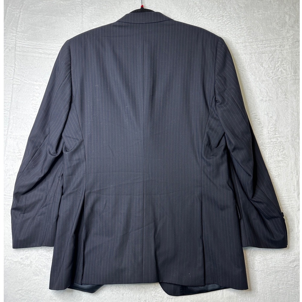 Pronto Uomo Mens Pinstripe Suit 44 Tall 39W Navy Blue Worsted Wool 2pc Canada - Picture 2 of 15